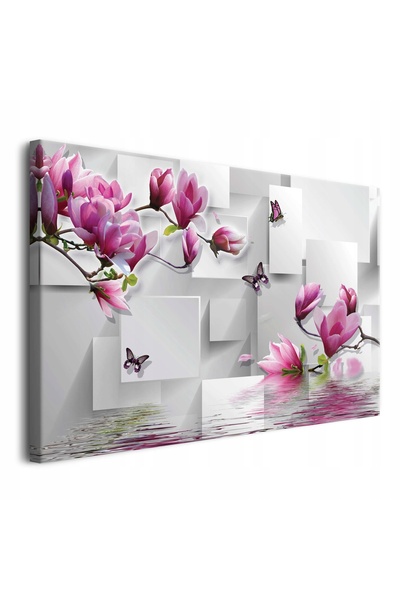 Naklejkomania Pictura pe panza, Flori de magnolie, 120 cm x 80 cm, Dreptunghi...