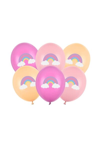 Partydeco Balonuri 30 cm, Curcubeu, mix (1 pachet / 6 buc.)