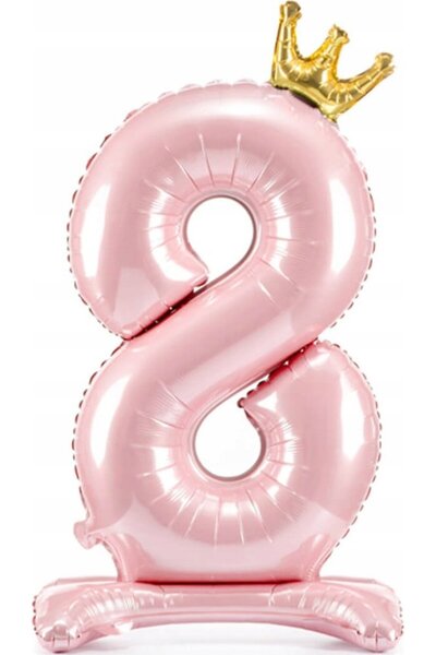 Partydeco Balon folie, numarul 8, Roz deschis, 84cm