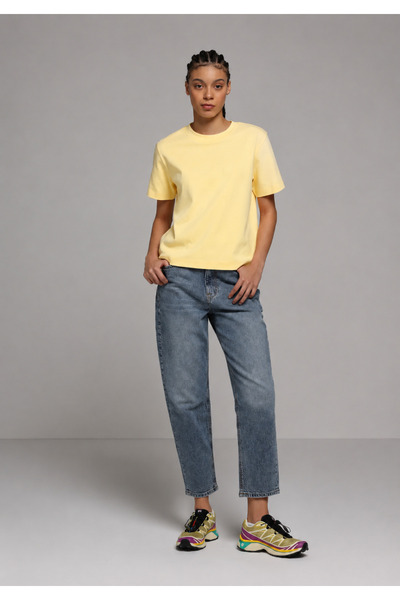 RAMİOR COLLECTION Women's Basic Crew Neck Short Sleeve Cotton Oversize T-Shirt