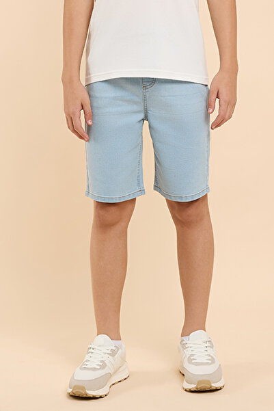 R&B Washed Denim Shorts with Drawstring Waist