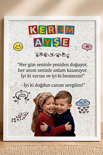 ÇELİKLER HEDİYE Kişiye Özel Çocukluk Fotoğraflı Çerçeve | İsim ve Mesajlı Fot...