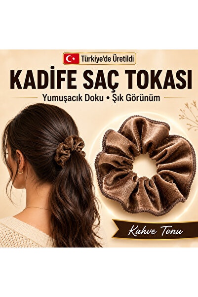 Golden Needle Velvet Hair Clip Coffee Tone Soft Textured Elastic Hair Gatheri...