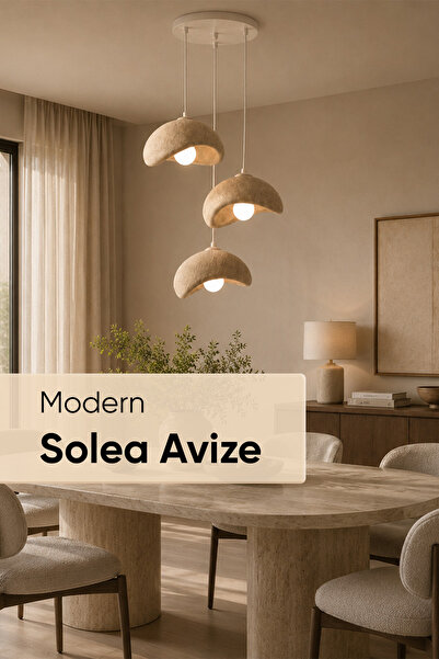 Jusel Solea Sarkıt 3'lü Avize Beton Dokulu, Salon, Balkon, Yatak Odası İçin -...