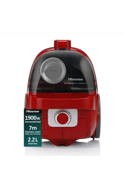 Hisense 2.2L 1900 Watts Vacuum Cleaner, Cyclonic Power, Double HEPA Filtratio...