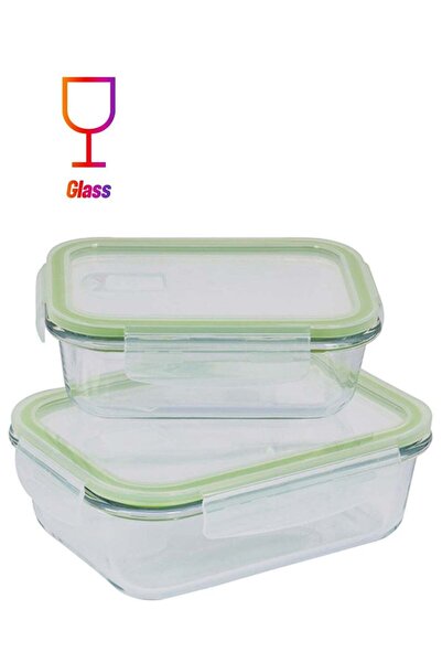 ROYALFORD 2-Piece Glass Container Set Green/Clear