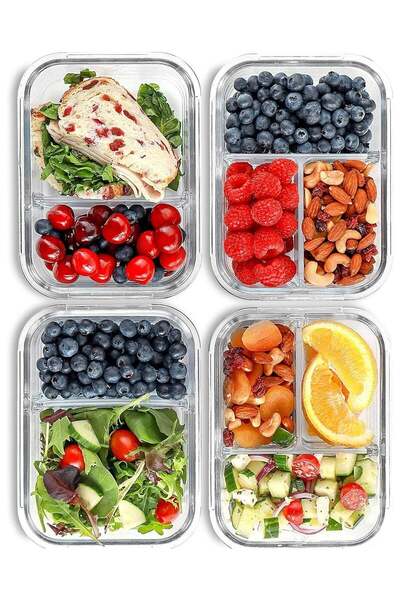 Generic kaiderine Fit Strong & Healthy Glass Meal Prep Containers 2 and 3 Com...