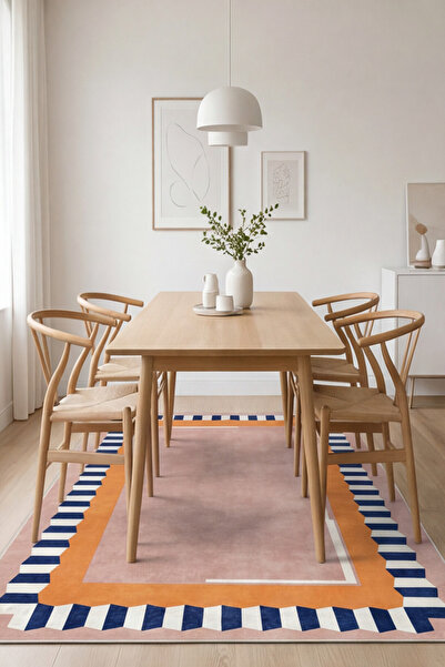 Dally Home Dijital Kaymaz Baskılı Yıkanabilir Desenli Salon Halısı Mutfak Hal...