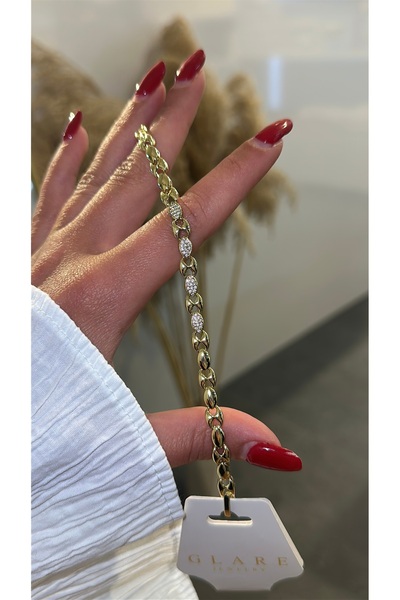 GLARE JEWELRY CO Xuping Brand Stainless Steel Zircon Stone Bracelet 15+3 cm