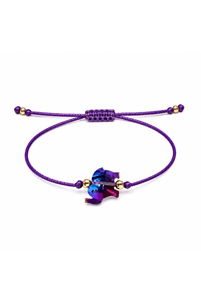 maycollection Purple Elephant Purple Rope Bracelet