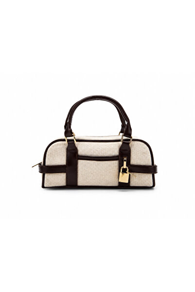 Mirel çanta Women's Canvas Lock Detailed Hand and Shoulder Bag Aci Brown