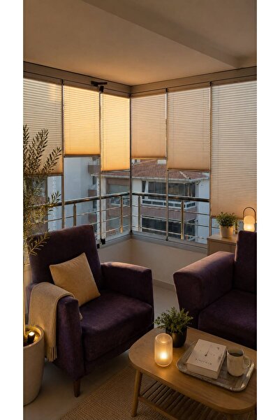 MİORA PERDE Krem Katlanır Cam Balkon Perdesi - Ofis Perdesi - Mutfak Perdesi ...