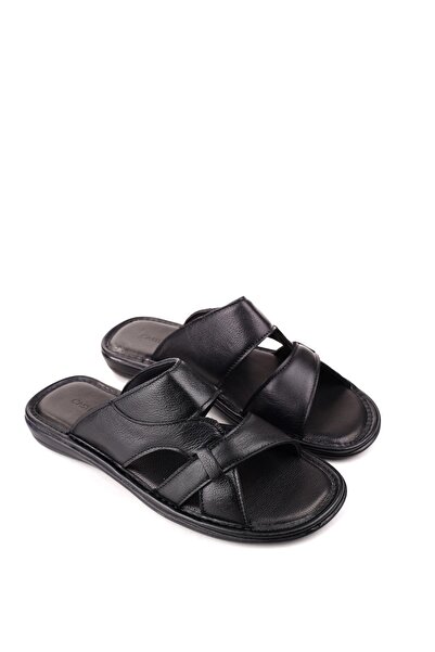 Castle Black 8521 Men's Orthopedic Sole Genuine Leather Slippers