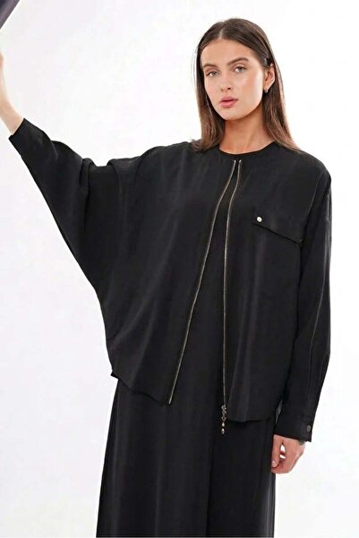 Ceremony Front Zipper Beaded Detailed Bat Sleeve Dress Set with Bolero