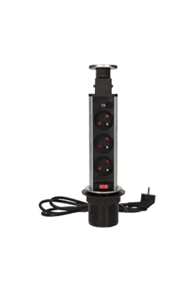 Orno Soclu mobilier fi6cm, 3x250V AC retractabil cu încuietoare (OR-AE-1348)