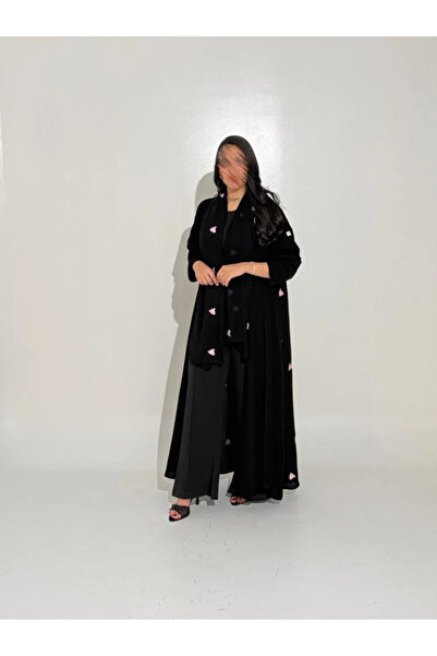 Tori Royal Abaya Embroidered from the Back Rose Pink