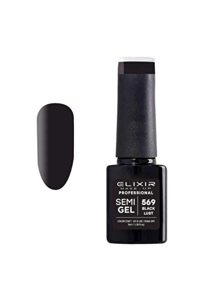 Elixir Επαγγελματικό Ημι-τζελ Ημι-μόνιμο Βερνίκι Νυχιών 569 Μαύρο Λάστ 5ml