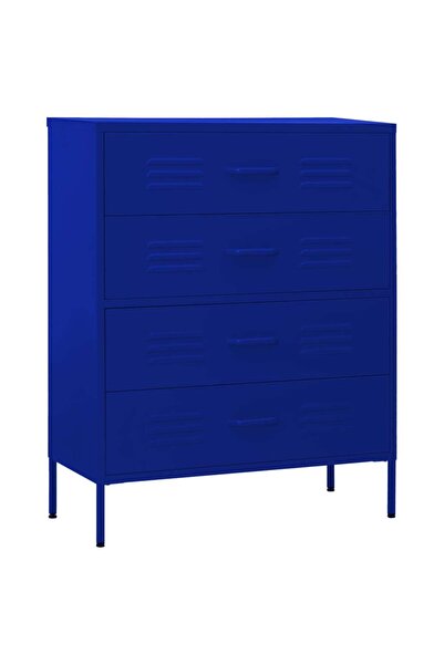 vidaxl Comodă cu sertare, bleumarin, 80x35x101,5 cm, oțel