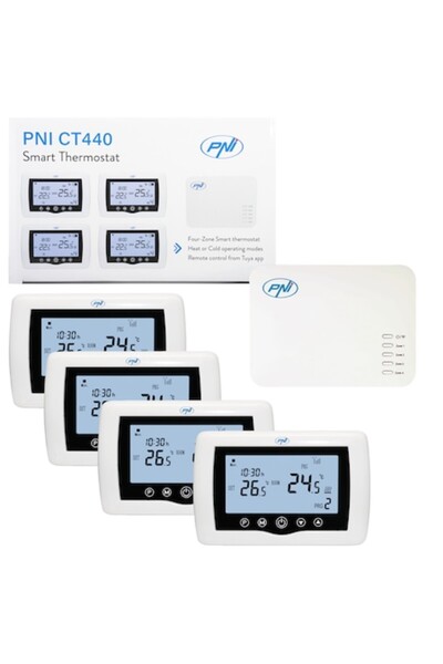 PNI Termostat inteligent wireless CT440 cu WiFi, control internet pe 4 zone, ...