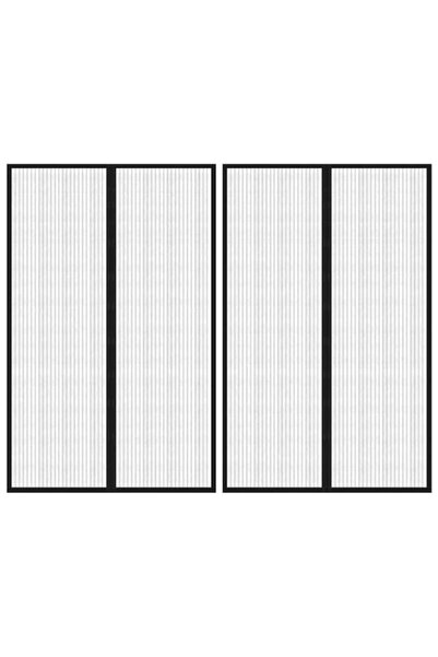 vidaxl Plasă de țânțari pentru ușă cu magnet, 2 buc., negru, 220 x 130 cm