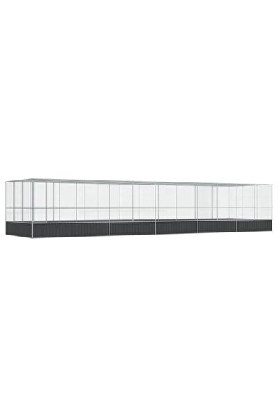 vidaxl Volieră pentru păsări cu extensie, argintie, 1139 x 307 x 212 cm, oțel