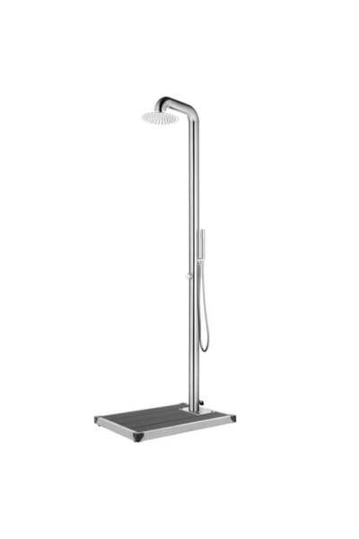 vidaxl Duș de grădină cu bază gri, 230 cm, oțel inoxidabil