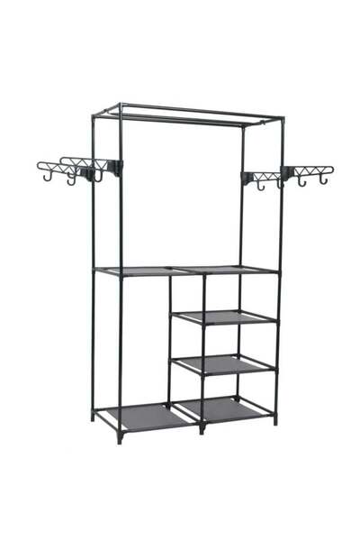 vidaxl Suport pentru haine, negru, 87 x 44 x 158 cm, oțel și țesătură nețesută