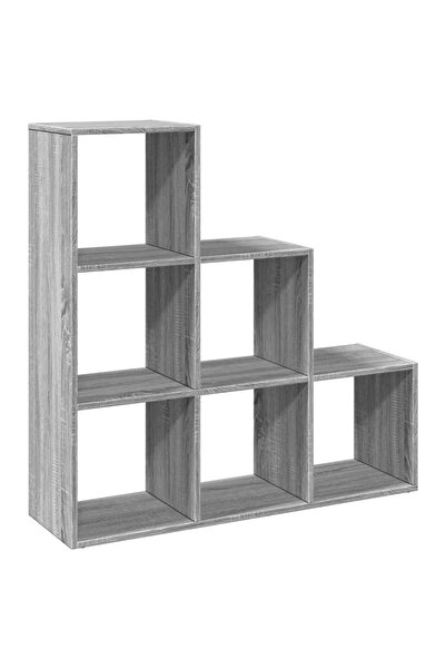 vidaxl Bibliotecă/separator, 3 niveluri gri sonoma 99x29x99 cm lemn