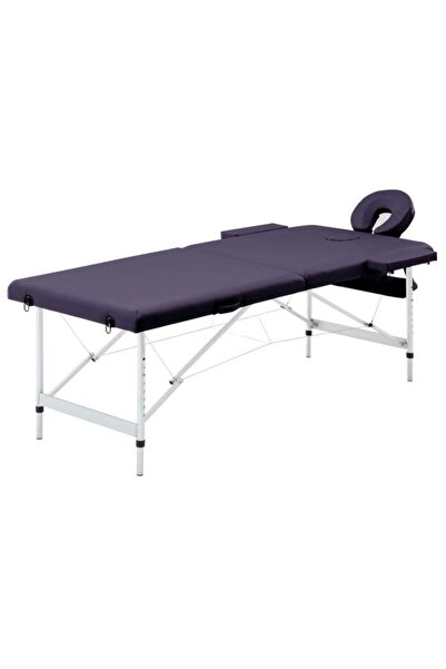 vidaxl Masă de masaj pliabilă, 2 zone, violet, aluminiu