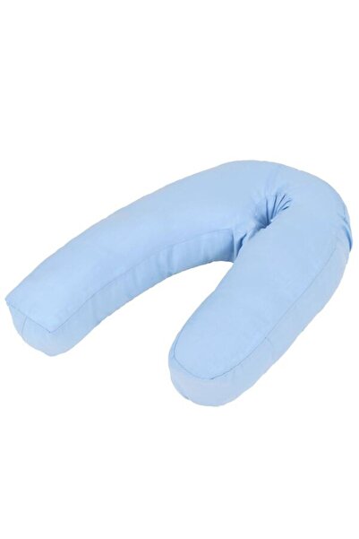 vidaxl Pernă de sarcină în formă de J, albastră, 54 x (36-43) cm
