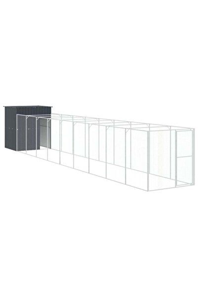 vidaxl Cușcă pentru câini cu țarc, antracit, 165 x 1067 x 181 cm, oțel galvan...