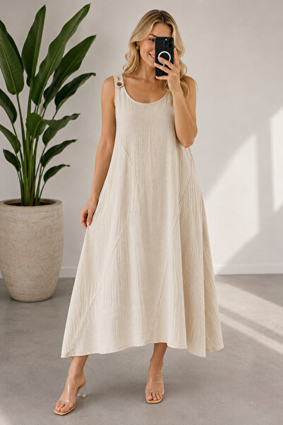 MENSAR OTANTİK Linen Dress with Straps Standard Size 38/46