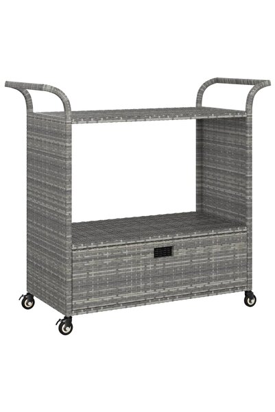 vidaxl Cărucior de bar cu sertar, gri, 100x45x97 cm, poliratan