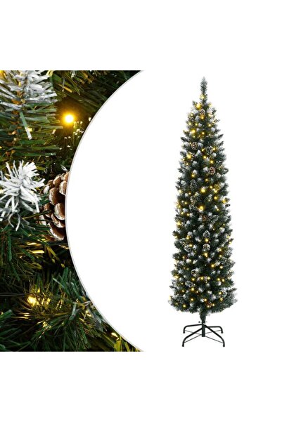 vidaxl Brad artificial subțire cu 300 LED-uri, 240 cm