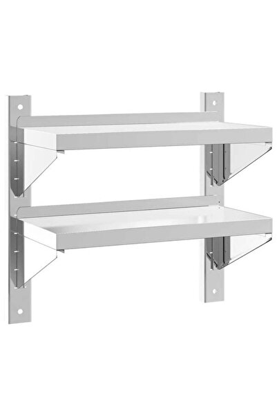 vidaxl Etajeră de perete cu 2 niveluri 50 x 23.5 x 48 cm din oțel inoxidabil ...