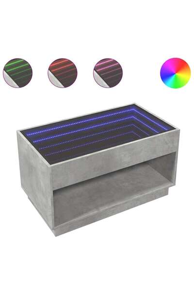 vidaxl Măsuță de cafea cu LED infinity, gri beton, 90x50x50 cm