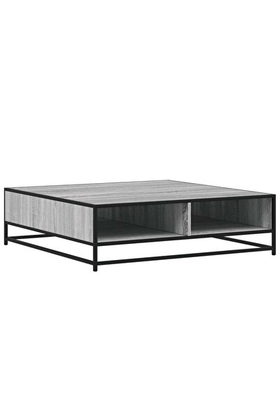vidaxl Măsuță de cafea gri sonoma, 100x100x30 cm, lemn prelucrat/metal