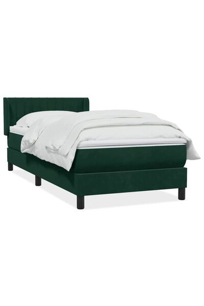 vidaxl Pat boxspring cu saltea, verde închis, 80 x 220 cm, catifea