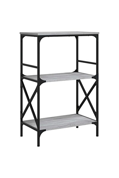 vidaxl Bibliotecă 3 niveluri gri sonoma 59x35x90,5 cm, lemn prelucrat