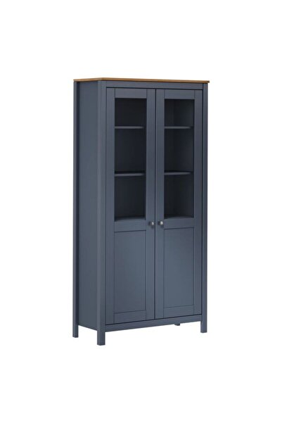 vidaxl Dulap înalt Hill, gri, 85 x 37 x 170.5 cm, lemn masiv de pin