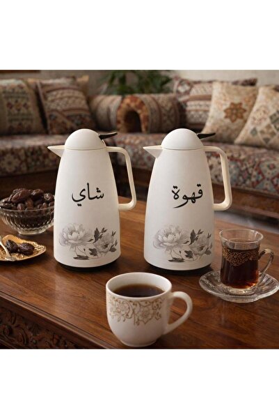 Lavera Luxury Design Tea and Coffee Tramss Set 2 Pieces - White (Coffee - 1 L...