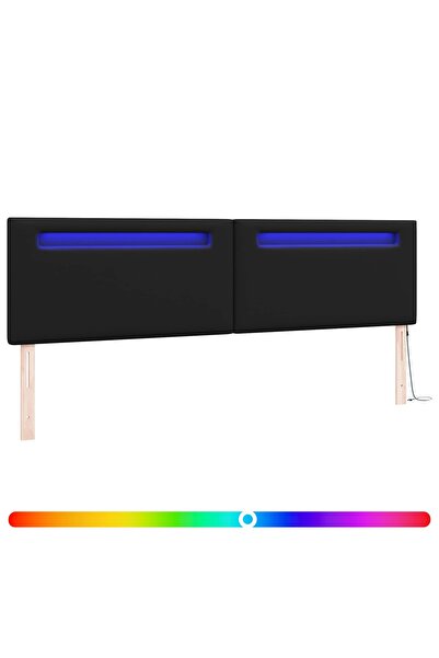 vidaxl Tăblie LED Negru 200 cm Piele artificială