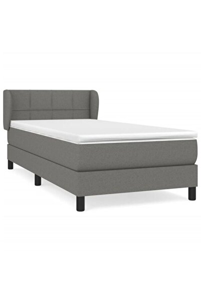 vidaxl Pat boxspring cu saltea, gri închis, 80 x 200 cm, textil