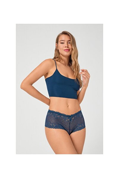 Cottonhill Γυναικείο μποξεράκι με δαντέλα πετρόλ CH4658PET