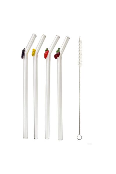 MONDEX Paie de băut din borosilicat Peter Fruit 20cm multicolore 4 bucăți