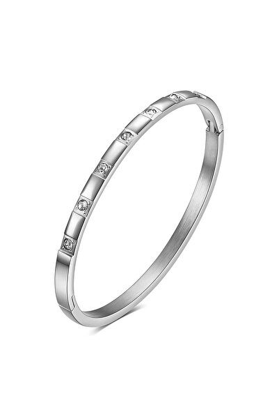 Pursehuit Brățară tip bangle argintie, din oțel inoxidabil, placată cu aur de...