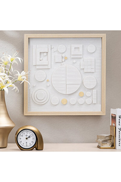 Midas Furniture لوحة جدارية بلاستيكية 60×5×60 سم باللونين الأبيض والبيج