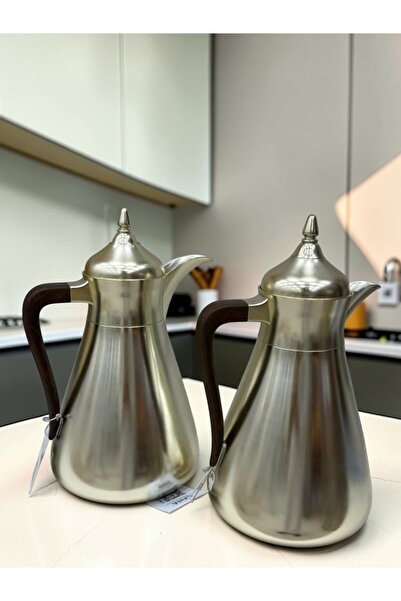 sahal aloula Luxury Silver Matte Coffee & Tea Thermos Set 1L - Keeps Hot for ...