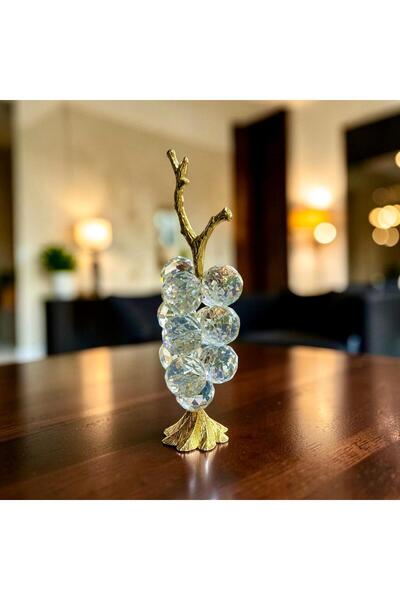 Diamond Porselen El Yapımı Kristal Üzüm Salkımı Dekoratif Obje Gold Detaylı 2...