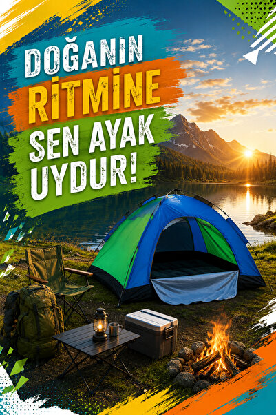 Vadi Küçük Boy Taşınabilir Su Geçirmez Aile Kamp Çadırı Hızlı Kurulumlu Outdo...
